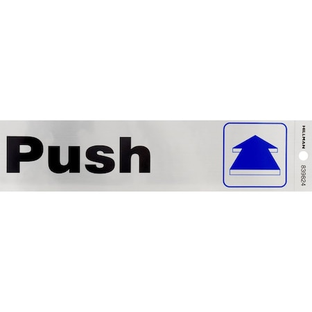 Hillman HILLMAN English Silver Push/Pull Decal 2 in. H X 8 in. W, PK6 839824